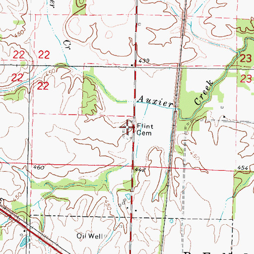 Topographic Map of Flint Cemetery, IL