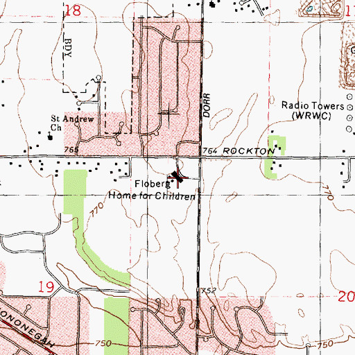 Topographic Map of Floberg Home for Children, IL