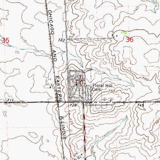 Topographic Map of Floral Hill Cemetery, IL