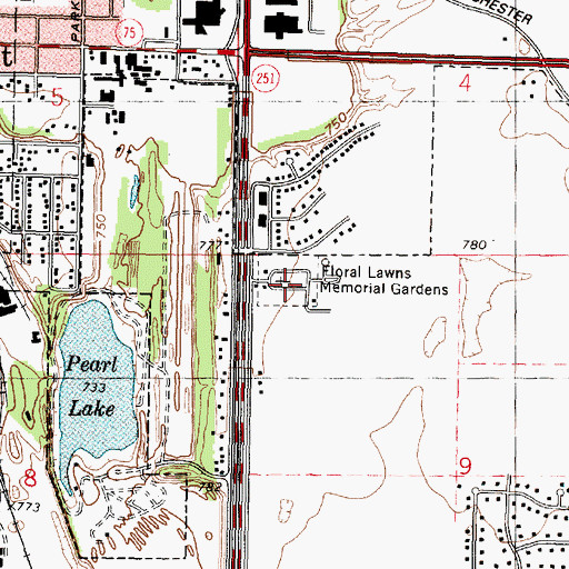 Topographic Map of Floral Lawn Cemetery, IL