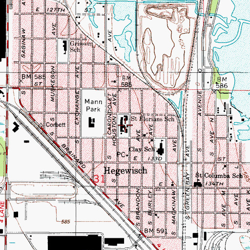 Topographic Map of Saint Florians School, IL