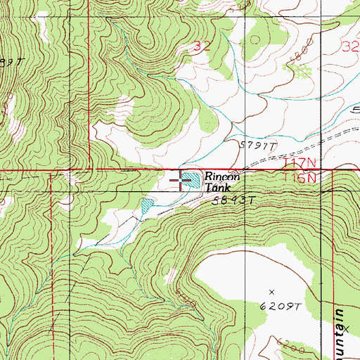 Topographic Map of Rincon Tank, AZ