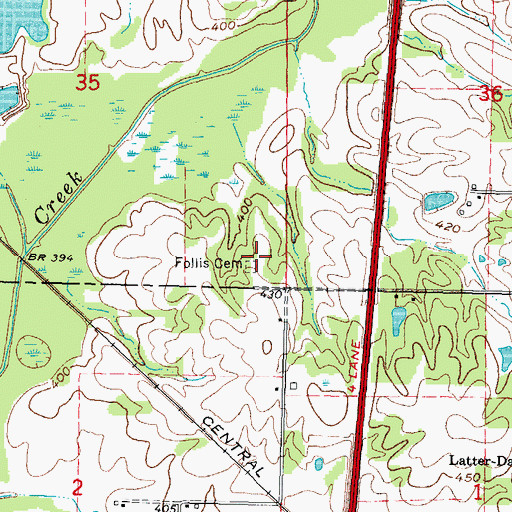 Topographic Map of Follis Cemetery, IL