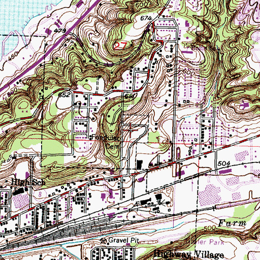 Topographic Map of Fondulac Cemetery, IL