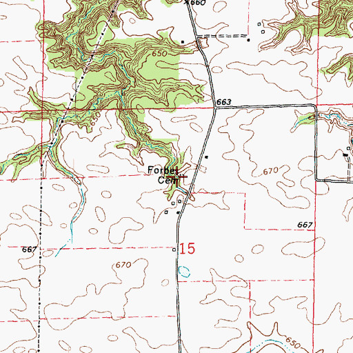 Topographic Map of Forbes Cemetery, IL