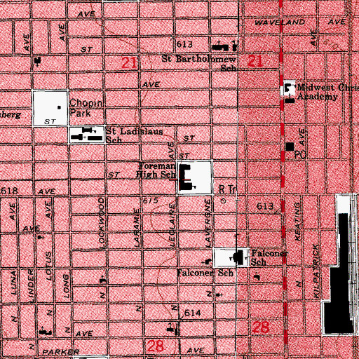 Topographic Map of Foreman High School, IL