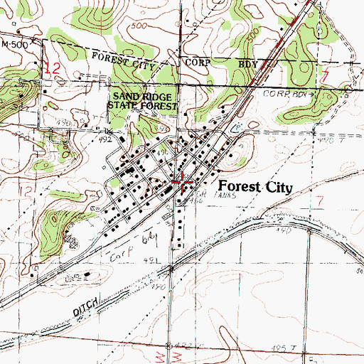 Topographic Map of Forest City, IL