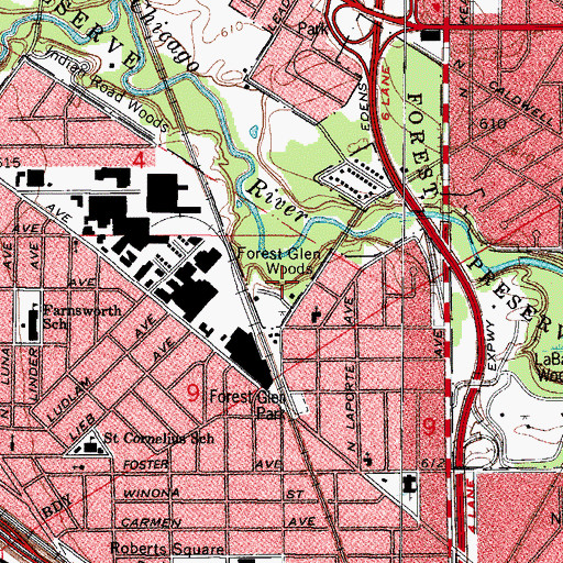 Topographic Map of Forest Glen Woods, IL