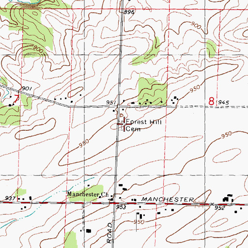 Topographic Map of Forest Hill Cemetery, IL