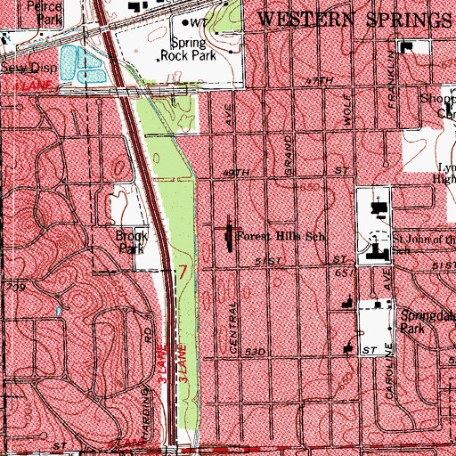 Topographic Map of Forest Hills Elementary School, IL
