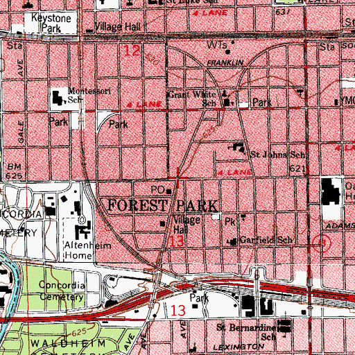 Topographic Map of Forest Park, IL