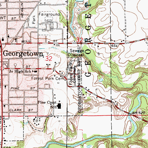 Topographic Map of Forest Park Cemetery, IL