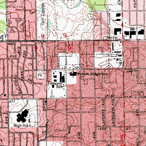 Topographic Map of Forest Ridge School, IL