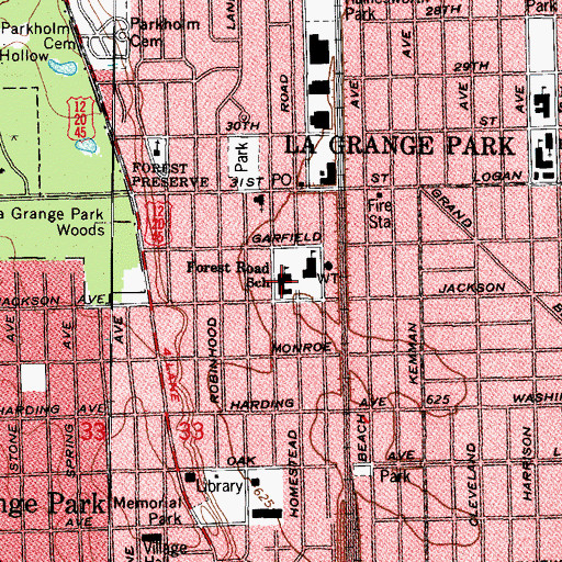 Topographic Map of Forest Road Elementary School, IL