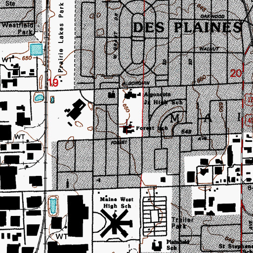 Topographic Map of Forest Elementary School, IL