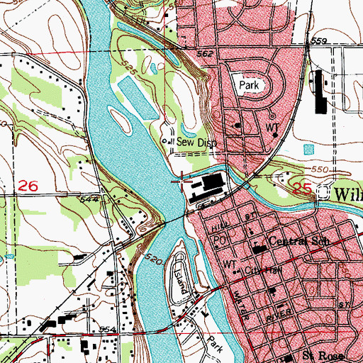 Topographic Map of Forked Creek, IL