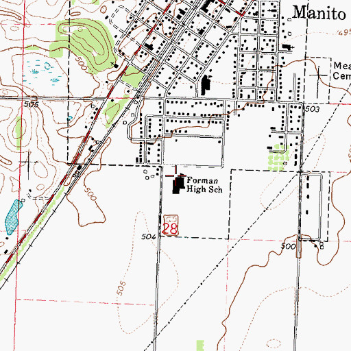 Topographic Map of Midwest Central High School, IL