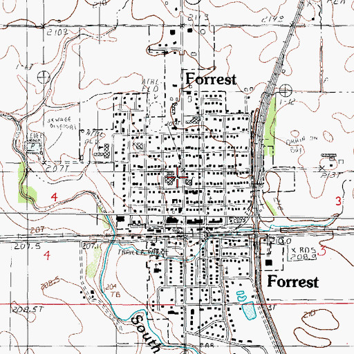 Topographic Map of Forrest, IL