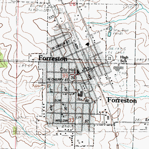 Topographic Map of Forreston, IL