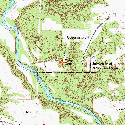 Topographic Map of Forse Cemetery, IL