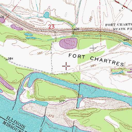Topographic Map of Fort Chartres Island, IL