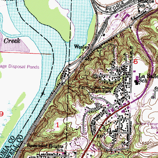 Topographic Map of Fort Creve Coeur State Park, IL