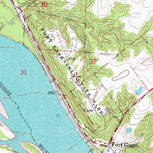 Topographic Map of Fort Kaskaskia State Park, IL