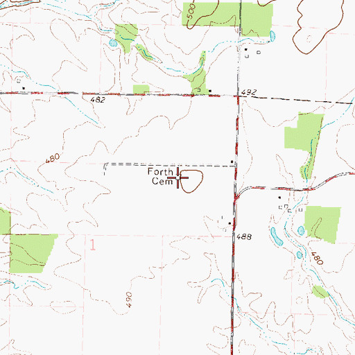 Topographic Map of Forth Cemetery, IL