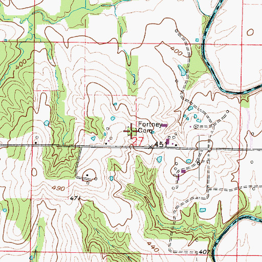 Topographic Map of Fortney Cemetery, IL
