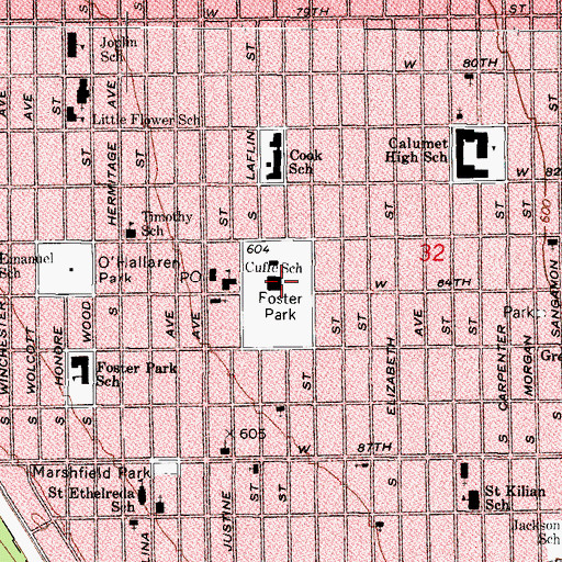 Topographic Map of Foster Park, IL