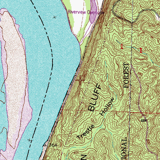 Topographic Map of Fountain Bluff, IL