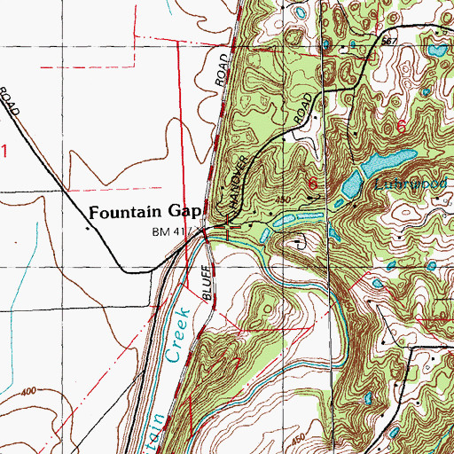 Topographic Map of Fountain Gap, IL