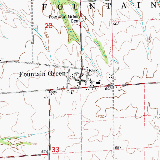 Topographic Map of Fountain Green, IL