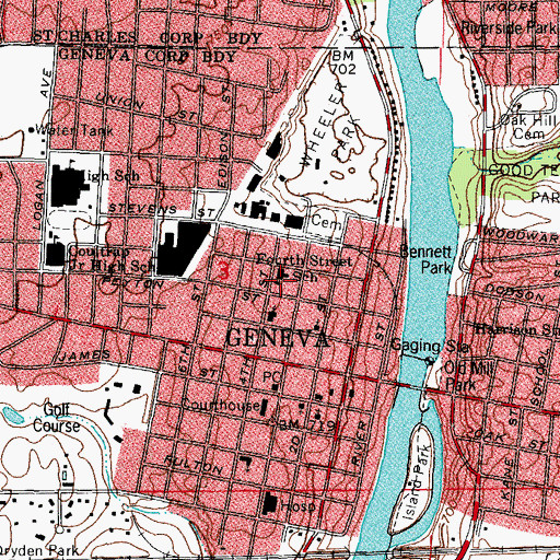 Topographic Map of Fourth Street School, IL