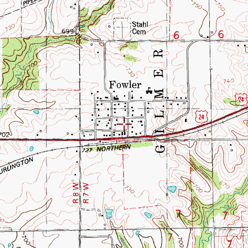 Topographic Map of Fowler, IL