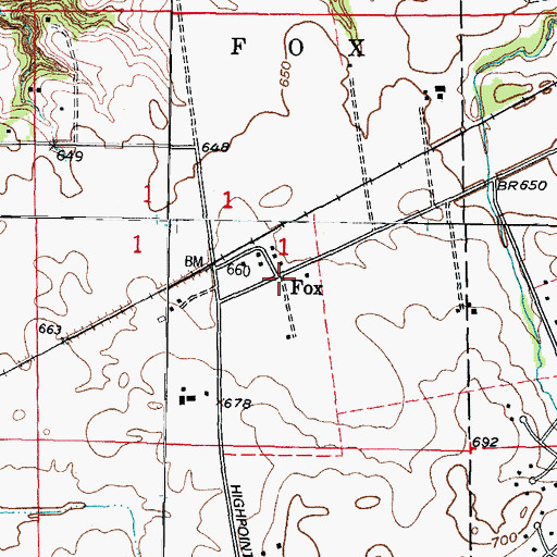 Topographic Map of Fox, IL