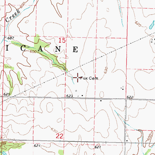 Topographic Map of Fox Cemetery, IL