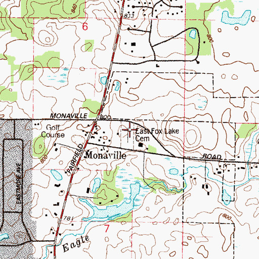 Topographic Map of East Fox Lake Cemetery, IL