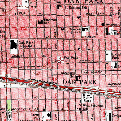 Topographic Map of Fox Park, IL