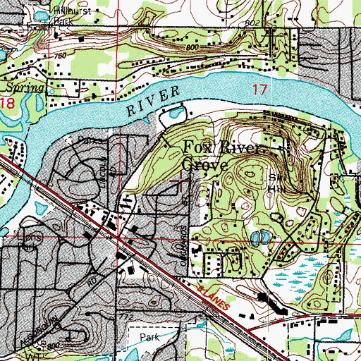 Topographic Map of Fox River Grove, IL
