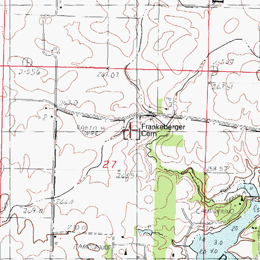 Topographic Map of Frankeberger Cemetery, IL