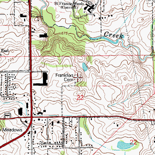 Topographic Map of Frankfort Cemetery, IL