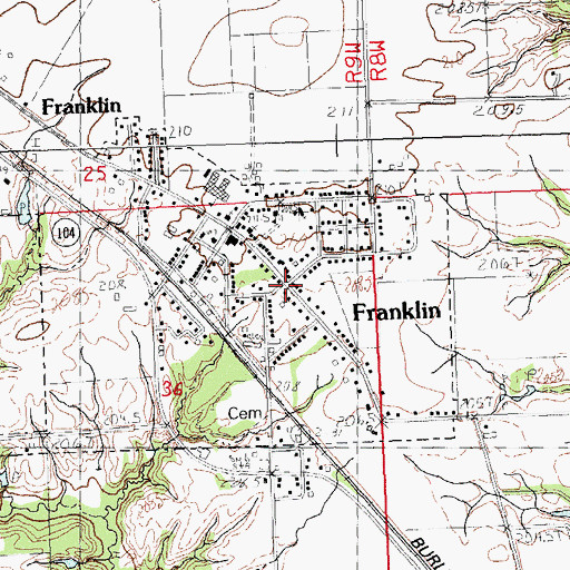 Topographic Map of Franklin, IL