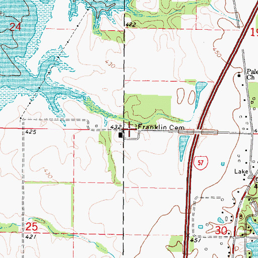 Topographic Map of Franklin Cemetery, IL