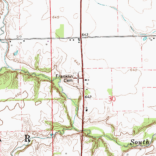 Topographic Map of Franklin Cemetery, IL