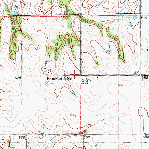 Topographic Map of Franklin Cemetery, IL