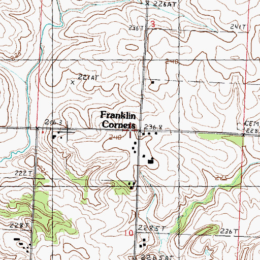 Topographic Map of Franklin Corners, IL