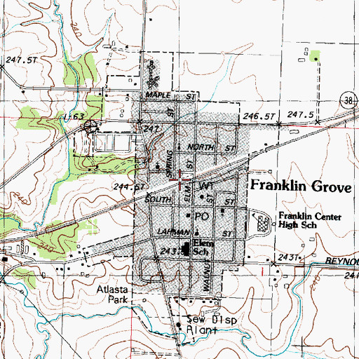 Topographic Map of Franklin Grove, IL
