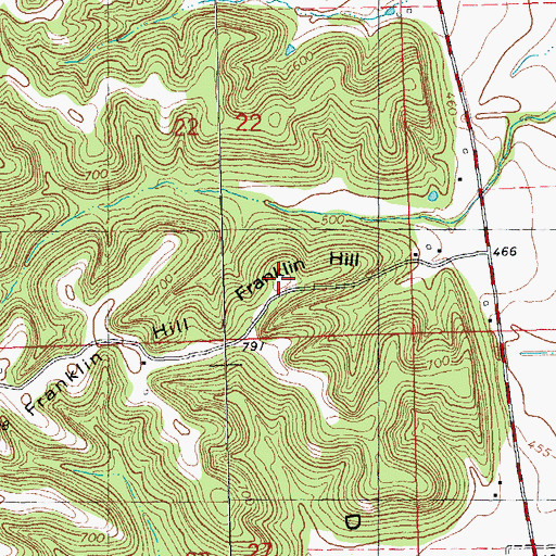 Topographic Map of Franklin Hill, IL
