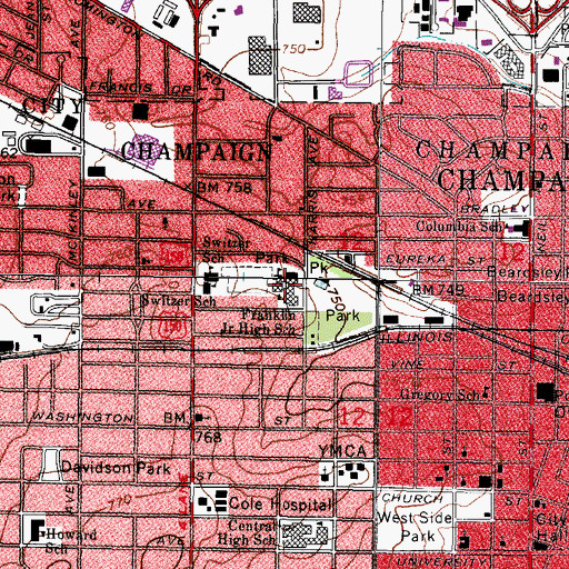 Topographic Map of Franklin Middle School, IL